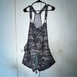 Camo Print Overalls with Green Tie Size 14